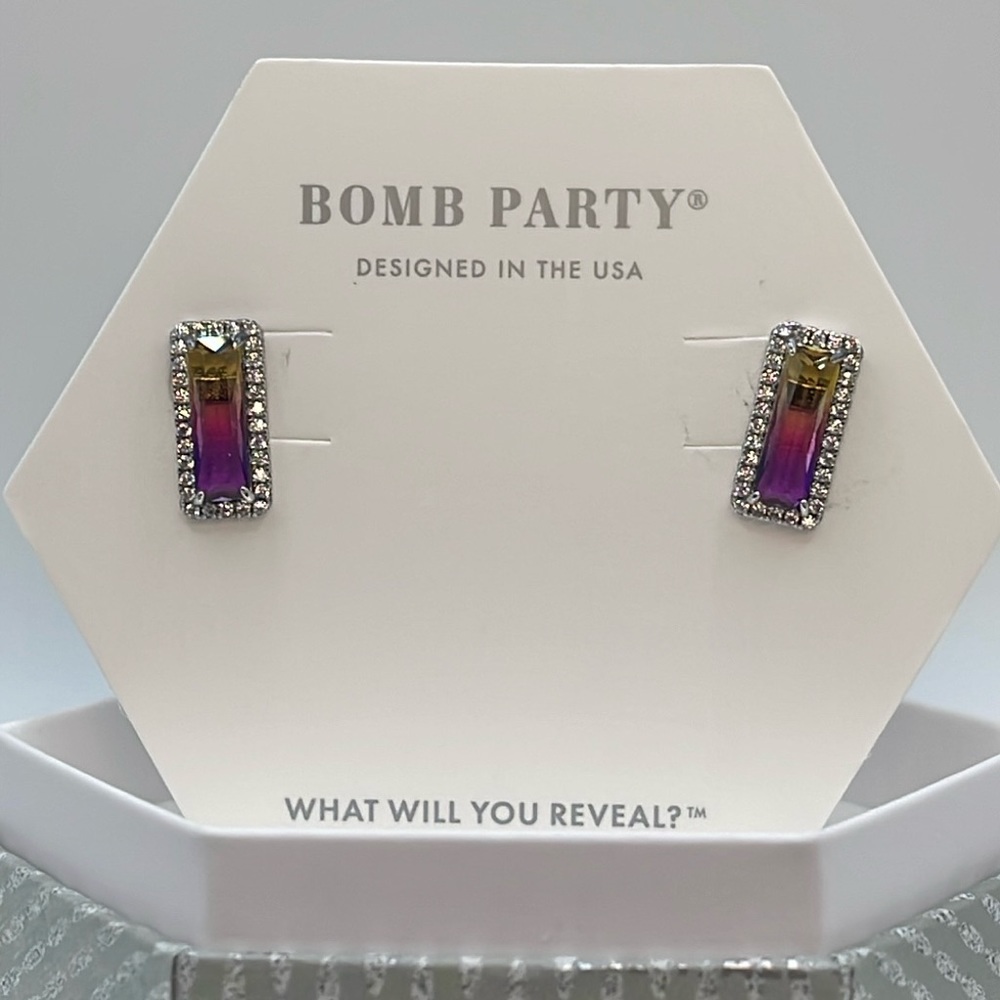 Bomb Party THE STERLING CLUB Earrings RBP5640 Purple Green bicolor Tourmaline
